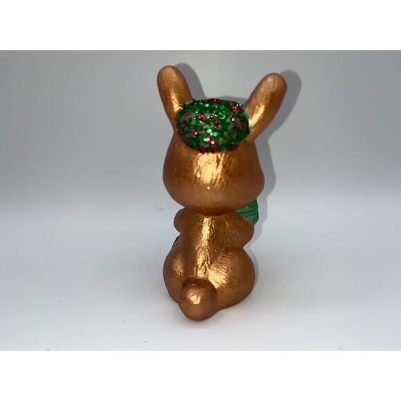 Vintage Ceramic Scottish Bunny Rabbit Playing Bagpipes Red Green Hat Rare OOAK - Picture 9 of 16